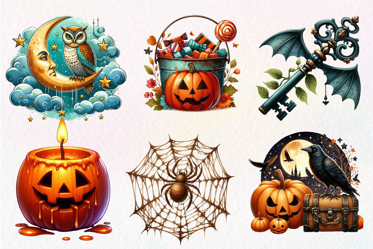 Vintage Halloween Clipart, an Illustration by Dream Creation (Photo 7 of 7)