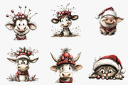 Cute Animals Christmas Clipart, an Illustration by CreationArt (Thumbnail 4 of 5)