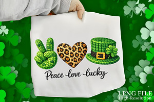 St. Patrick's Day Peace Love Lucky, an Illustration by Canvas Craft