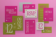 Pink Wedding Invitation Suite, an Invitation Template by graphicook (Thumbnail 1 of 3)