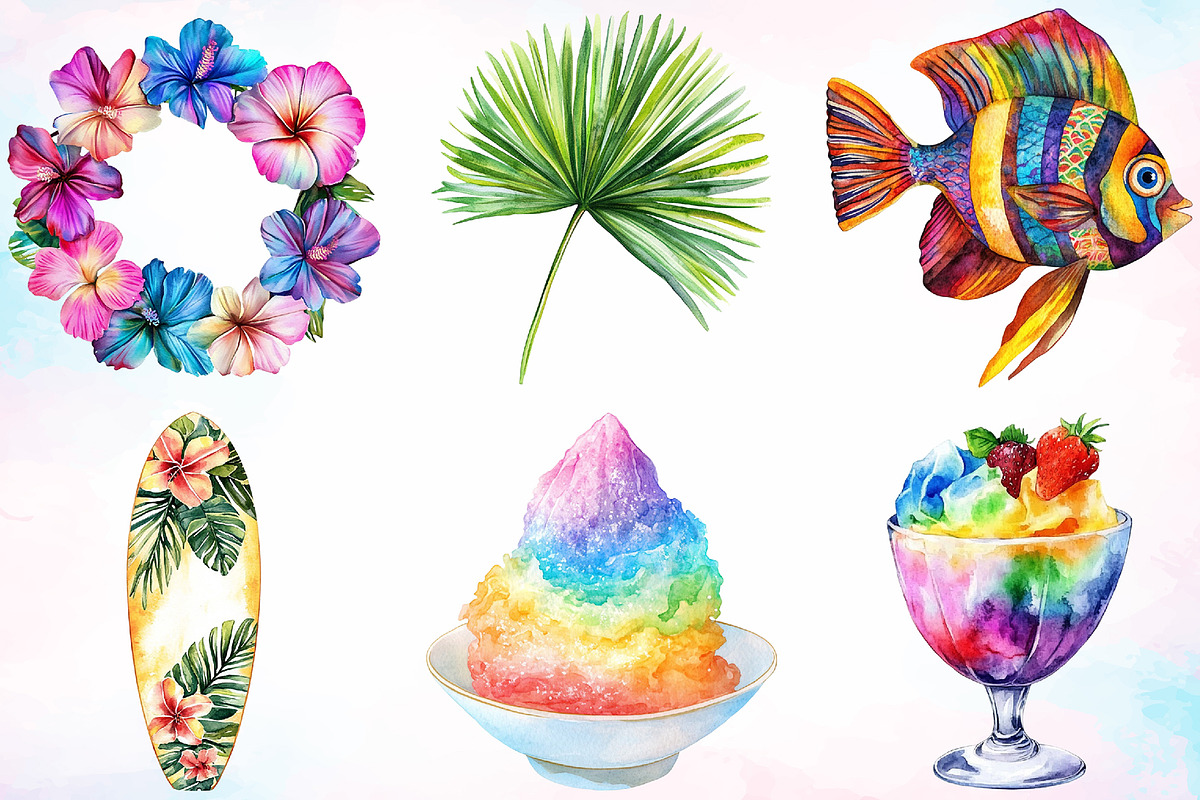 Watercolor Aloha Hawaii Clipart PNG, a Seasonal Illustration by Canvas Craft (Photo 2 of 3)