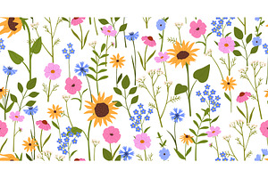 Spring flower seamless pattern, an Object Illustration by winwin.art
