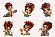 Watercolor Quirky Make Up Girl Clipa, an Illustration by CreationArt (Thumbnail 7 of 7)