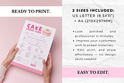 Cake Order Form Editable Template, a Stationery Template by Anna Design Studio (Thumbnail 2 of 7)