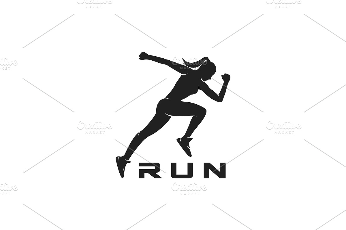 Woman Running Silhouette of Athletic, a Branding & Logo Template by yanuart
