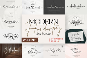 25 Modern Handwriting Font Bundle, a Handwritten Font by Burhan Afif