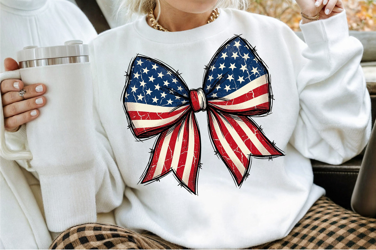 Retro USA Flag Bow PNG, a Seasonal Illustration by Sublimation Artist (Photo 2 of 9)