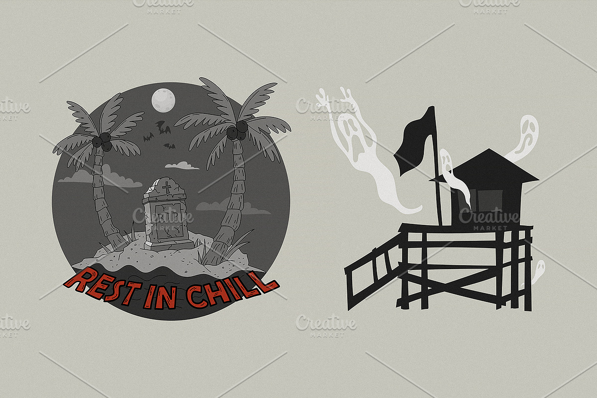 Halloween Сreepy Beach Collection, a Seasonal Illustration by Kokoshka (Photo 6 of 16)