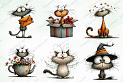 Whimsical Cats Clipart Bundle, an Illustration by Creative Art (Thumbnail 2 of 11)