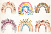 Boho Rainbow Floral Clipart, an Illustration by DreamCafeArt (Thumbnail 4 of 6)
