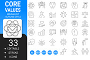 Core values outline icon set, an Outline Icon by Icons (Thumbnail 1 of 3)