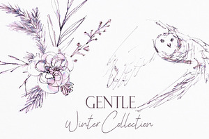 Gentle Winter. Christmas Line Art