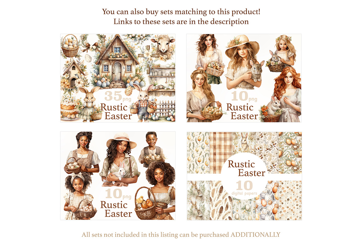 Rustic Easter Clipart | Black Girls, a Seasonal Illustration by GlamArtZhanna (Photo 2 of 4)