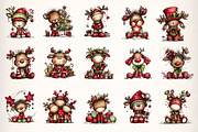 Christmas Cute Reindeer Clipart, an Illustration by Dream Creation (Thumbnail 4 of 8)