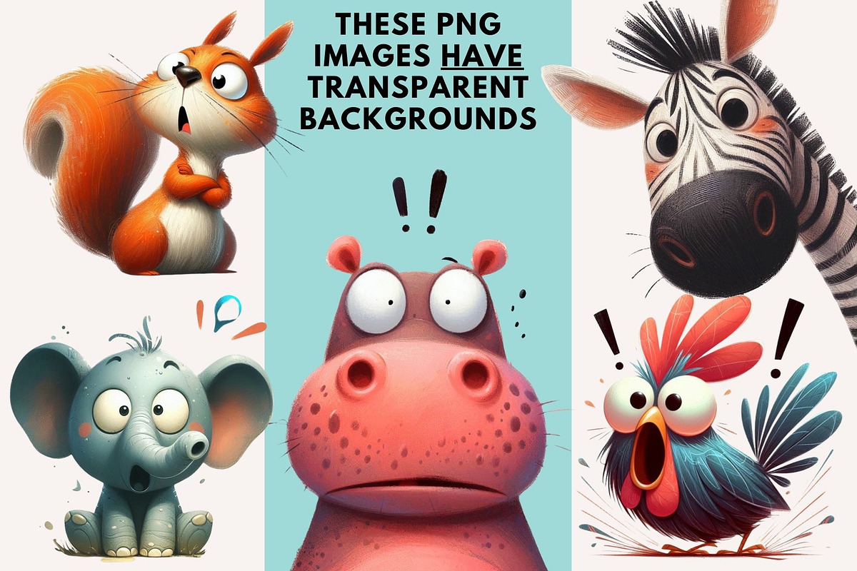 Shocked Animal Clipart Bundle, an Animal Illustration by Traveling Designer (Photo 2 of 6)