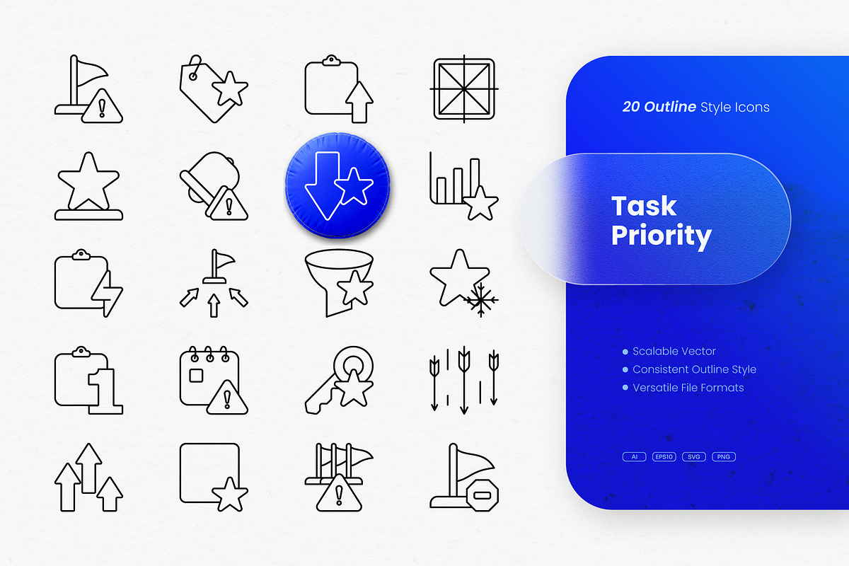 Task Priority Outline Icons, an Outline Icon by cidcud_graphic (Photo 1 of 3)