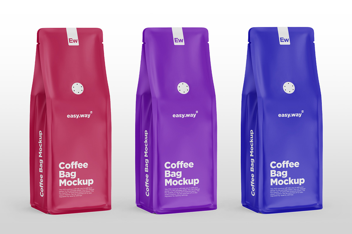 Coffee Bag with Valve PSD Mockup, a Packaging Mockup by easy.way (Photo 5 of 6)