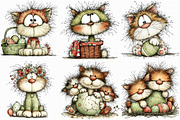 Whimsical Easter Cats Clipart, an Illustration by Libby Wishes (Thumbnail 3 of 8)