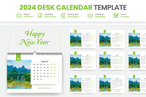 Business Desk Calendar Plan 2024, a Print Template by Mk_Studio