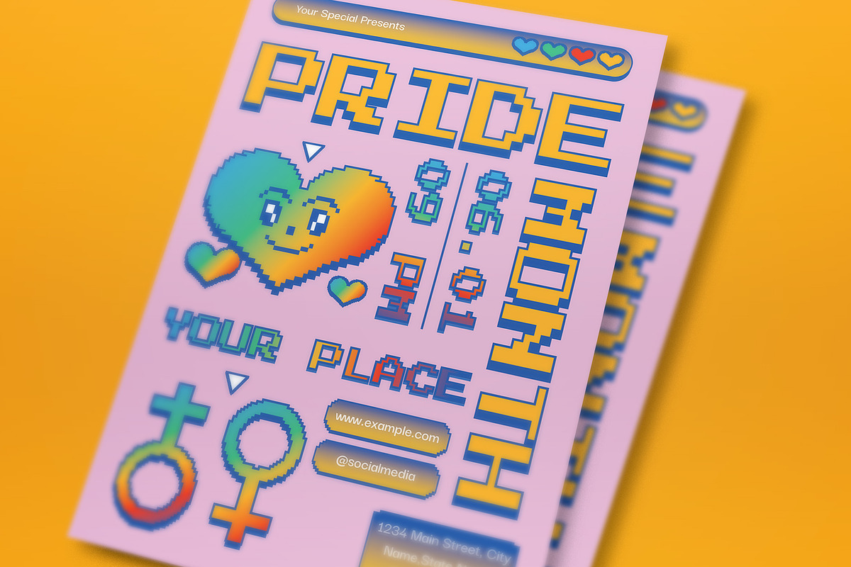 Purple Y2K Pride Month Flyer Set, a Flyer Template by graphicook (Photo 2 of 3)