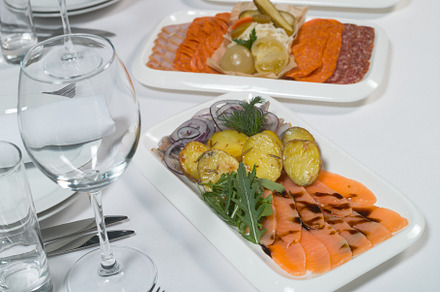 Cold appetizer of salted fish and bo featuring food, fish, and potato, a Food & Drink Photo by oleghz