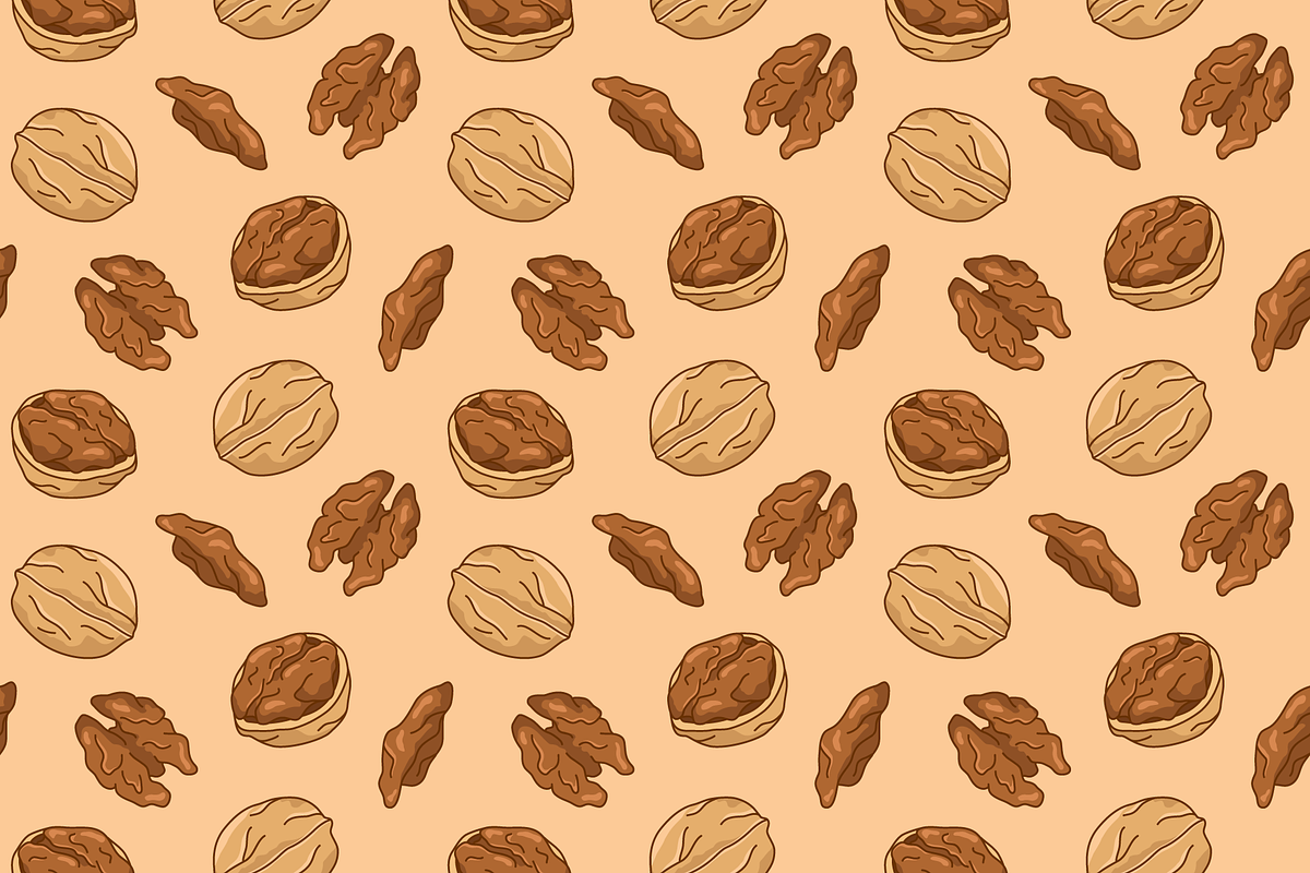 Walnuts seamless pattern,, an Illustration by Cmeree (Photo 3 of 3)