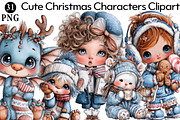 Cute Christmas Characters Clipart, an Illustration by Daily.Designs (Thumbnail 1 of 7)