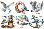 Watercolor Summer Seagulls Clipart, an Illustration by OK Design (Thumbnail 5 of 5)