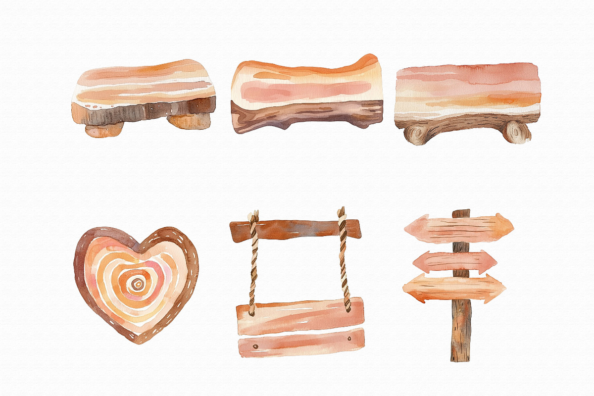 Watercolor Wood Boards Clipart, an Illustration by Libby Wishes (Photo 4 of 4)