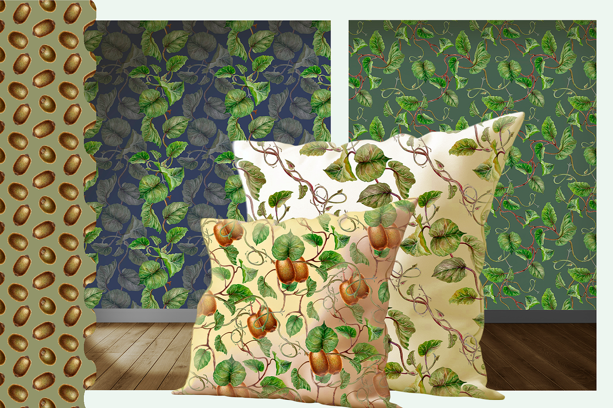 KIWI PATTERNS, botanical watercolor, a Decorative Illustration by EL_SUHOVA (Photo 5 of 13)
