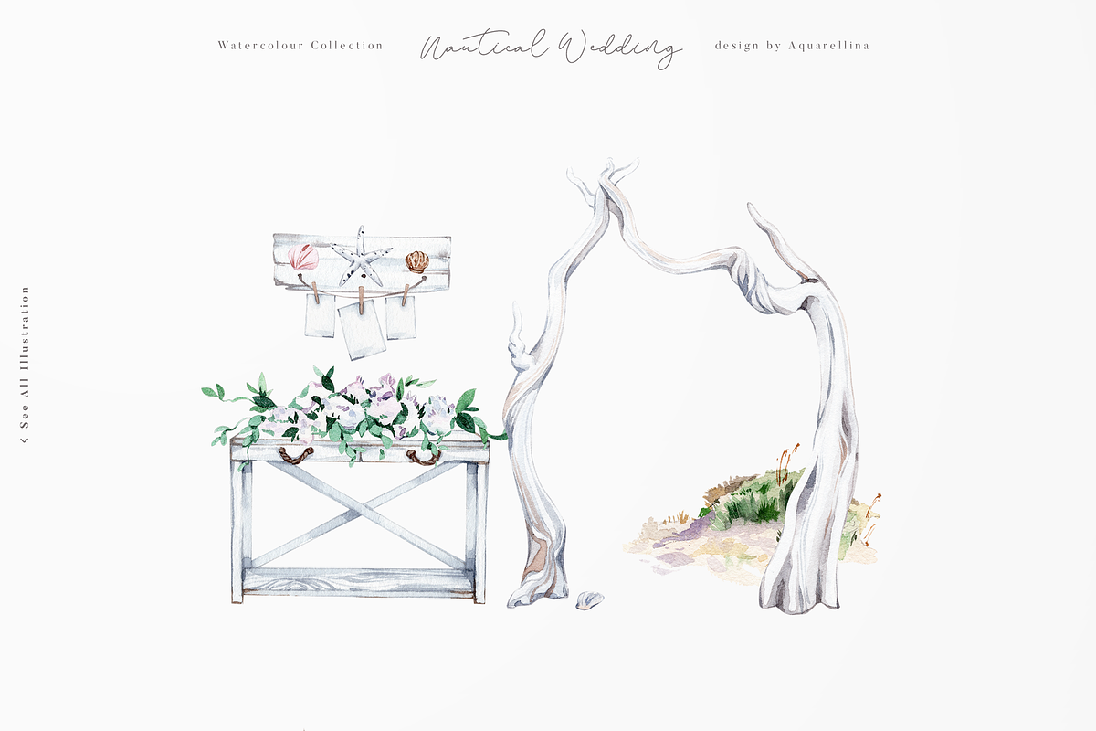 Nautical Beach Wedding Illustrations, a Decorative Illustration by Aquarellina (Photo 28 of 34)