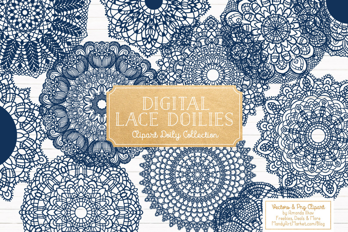 Navy Lace Doilies Clipart & Vectors, an Illustration by Amanda Ilkov (Photo 1 of 4)