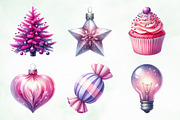 Purple and Pink Christmas Clipart, an Illustration by Creative Art (Thumbnail 4 of 6)