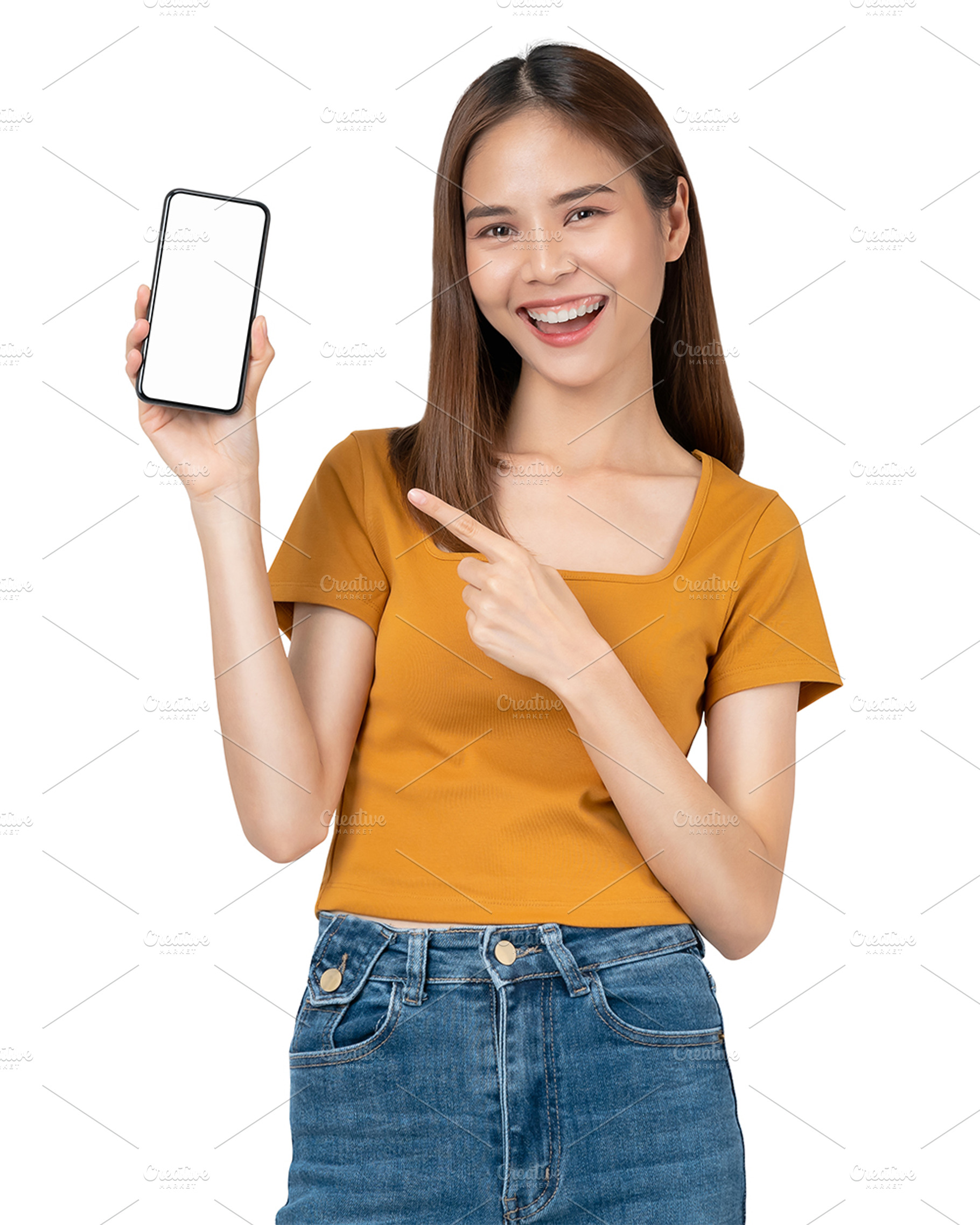woman holding smartphone, PNG File., a Person Photo by sitthiphong