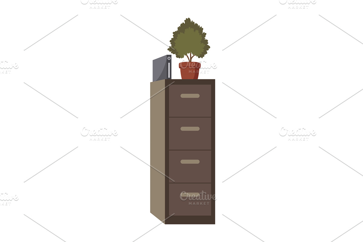 Furniture with plant design, office, an Object Illustration by the8monkey