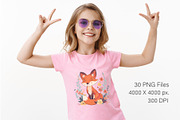 Fox with flowers. TShirt Sticker., an Animal Illustration by KENO Mascots (Thumbnail 9 of 11)