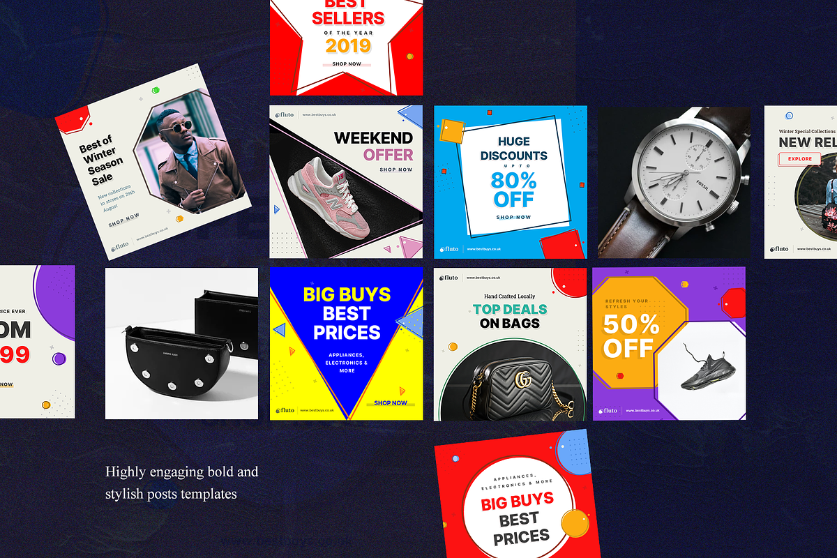 Bolder Social Media Kit +Puzzle Post, a Social Media Template by Fluto Creative Studio (Photo 3 of 9)