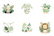 Watercolor Jungle Nursery Clipart, a Seasonal Illustration by CreationArt (Thumbnail 4 of 4)
