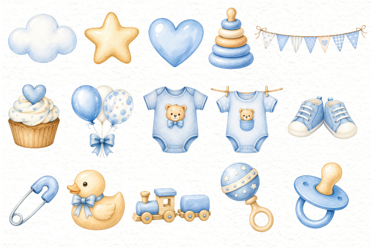 Baby Shower Boy Clipart, an Animal Illustration by Villa 11 Estudio (Photo 4 of 11)