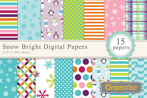 Snow Bright Digital Papers preview 2
