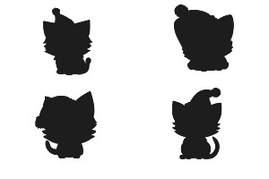 Cartoon Christmas Cats Silhouette 1