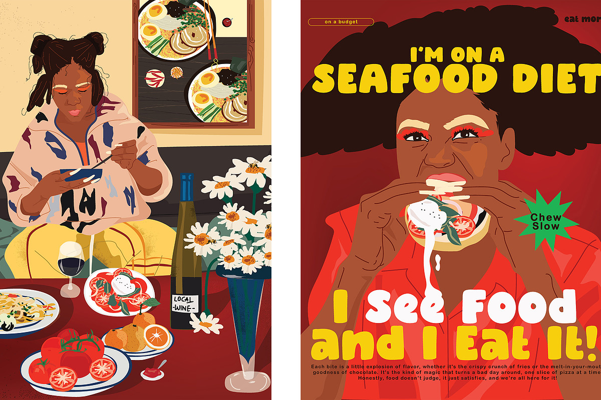 Food Lover x2 Posters Prints, a Food Illustration by Phathudesignsshop (Photo 1 of 3)