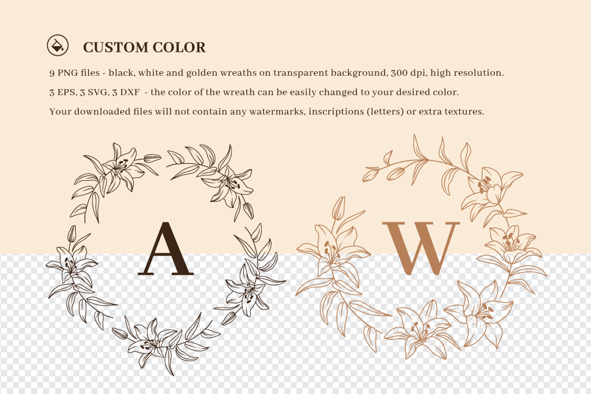 Floral wreath svg, Lily clipart, an Illustration by ClipartMuchLove (Photo 4 of 8)
