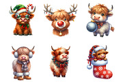 Christmas Highland Cow Clipart, an Illustration by SinaCreation (Thumbnail 2 of 7)