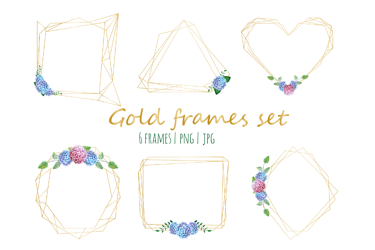 Gold frames with Hydrangea, an Illustration by Annakristal (Photo 1 of 3)