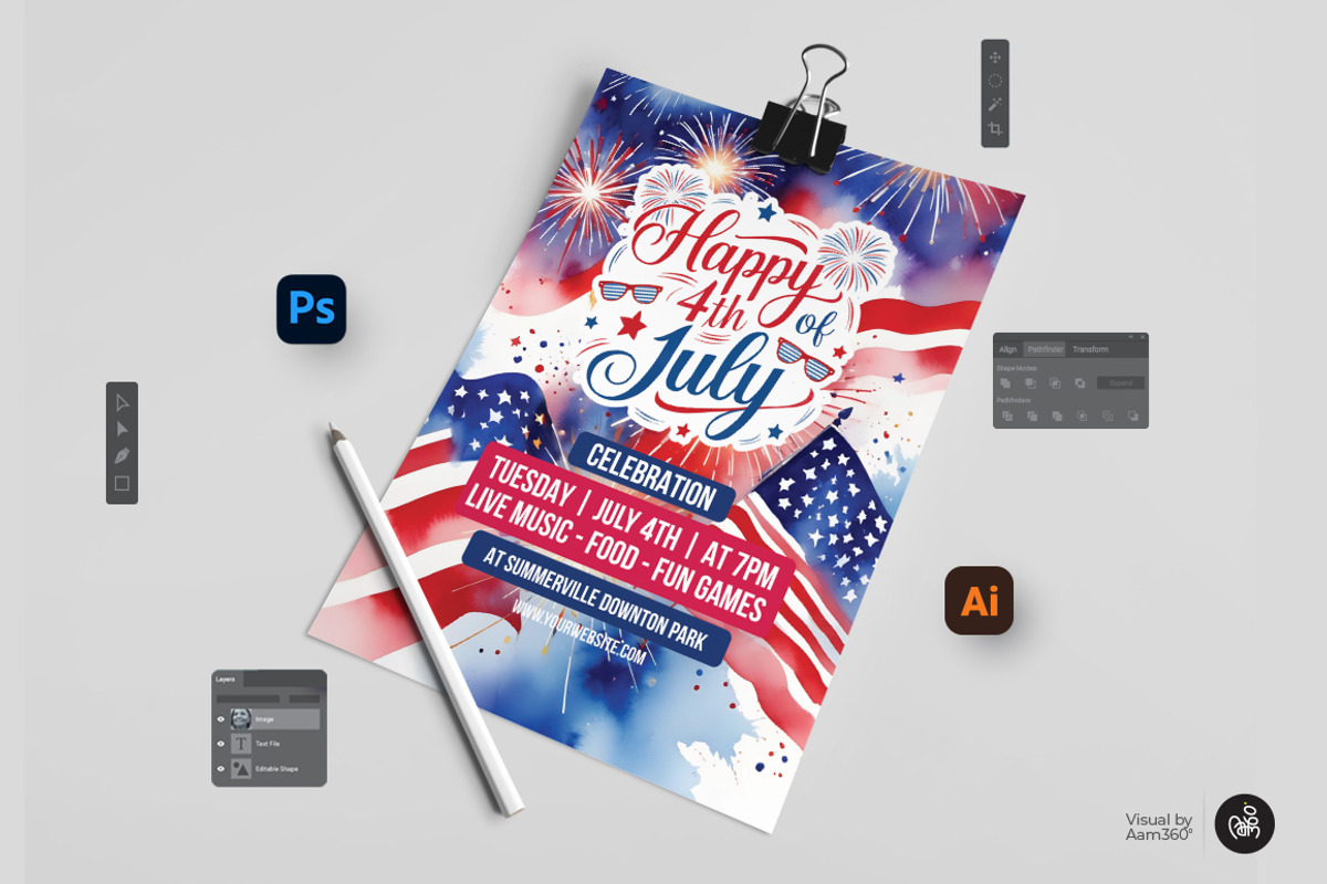 4th Of July Flyer Template, a Flyer Template by Aam360 (Photo 3 of 3)