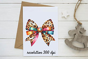 Watercolor Leopard Bows Clipart PNG, a Work Illustration by SinaCreation (Thumbnail 5 of 5)