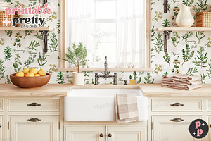 Cottagecore Wallpaper Mockup PSD, a Product Mockup by Printable Pretty Studio