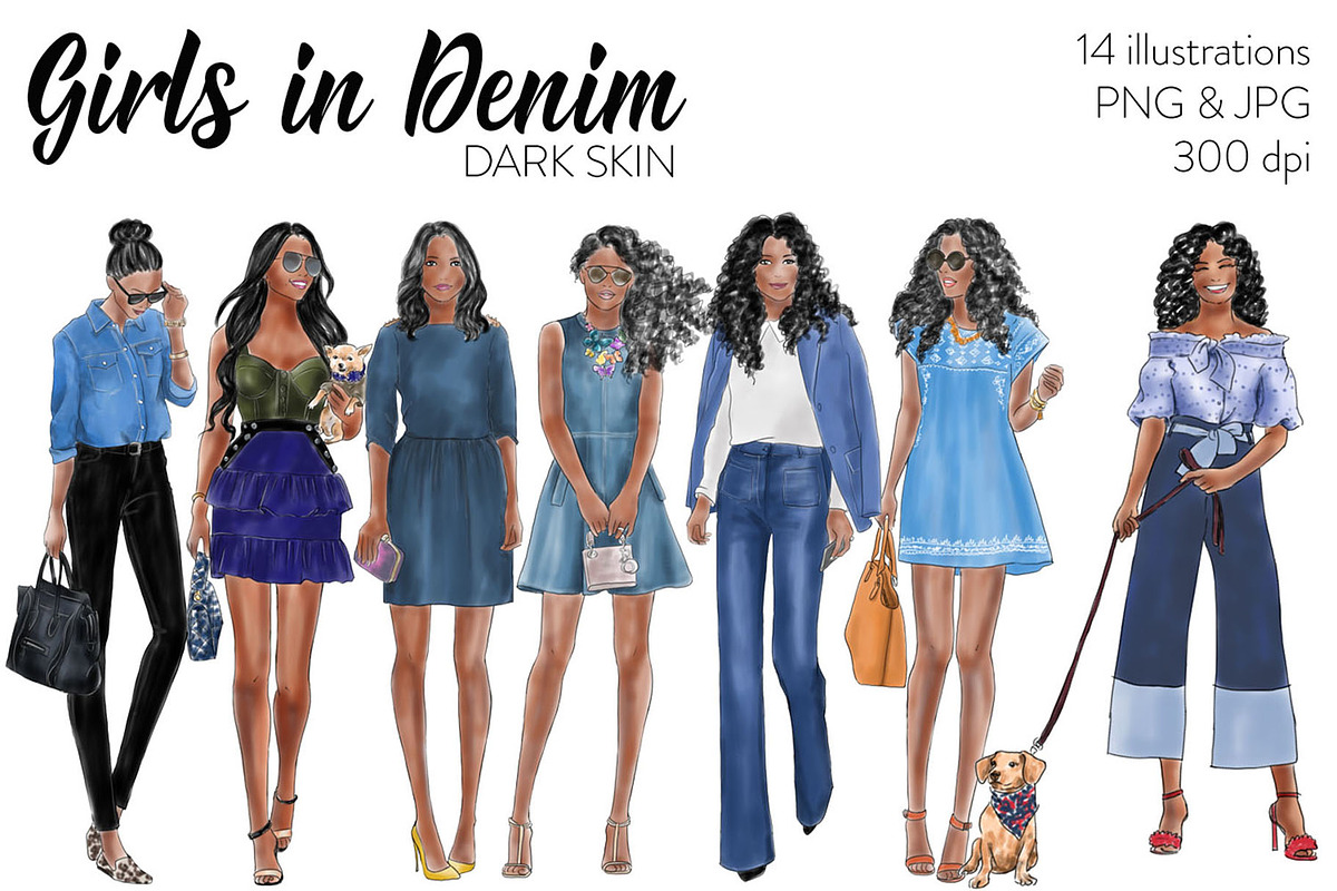 Girls in Denim - Dark Skin, a Person Illustration by Parinaz Wadia Design (Photo 1 of 4)