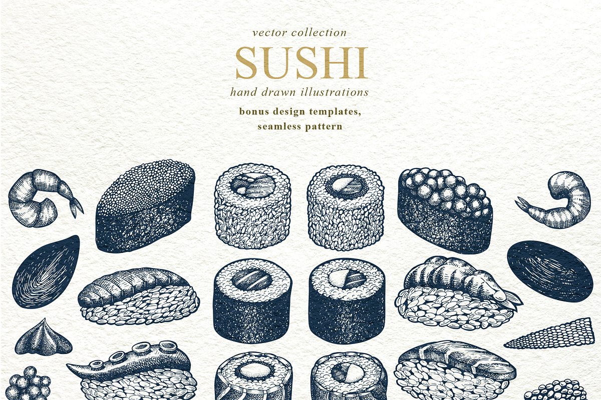 Sushi Vector Collection, a Food Illustration by Lubov Illustrations Shop (Photo 1 of 5)
